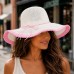 Straw Big Rim Hats - Paper Straw w/ Fringe Trim - Pink - HT-ST299PK